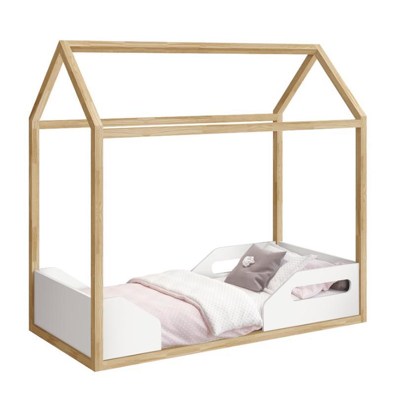 Mini Cama Montessoriana Zoe Branco/Natural com Colchão Physical - Reller Móveis