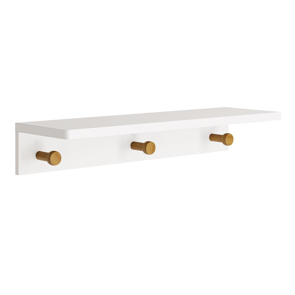 Prateleira Cabideiro Bia 66,6cm Branco Fosco/Amadeirado - Reller Móveis