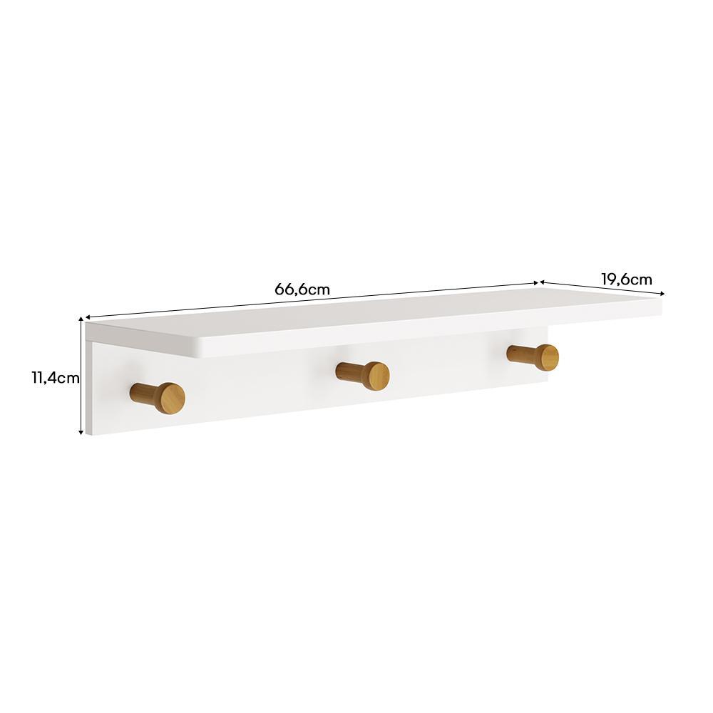 Prateleira Cabideiro Bia 66,6cm Branco Fosco/Amadeirado - Reller Móveis