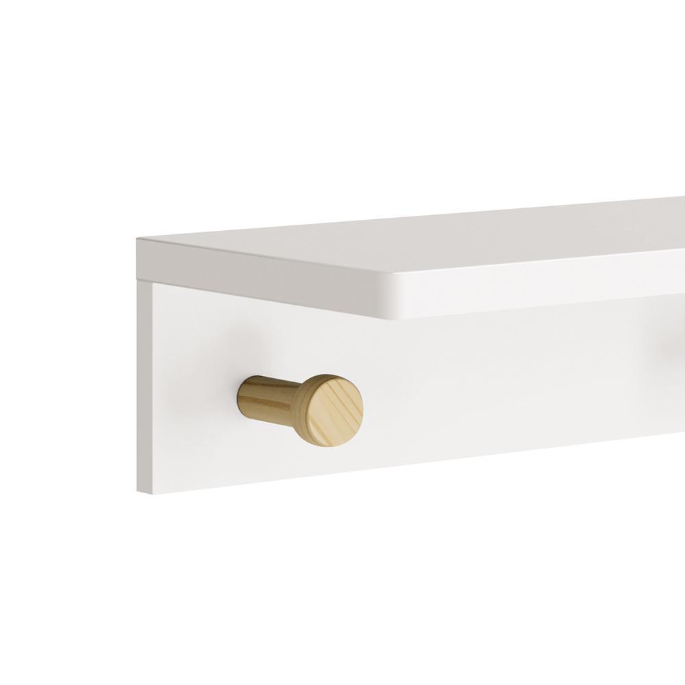 Prateleira Cabideiro Bia 89,6cm Branco Fosco/Madeira Natural - Reller Móveis