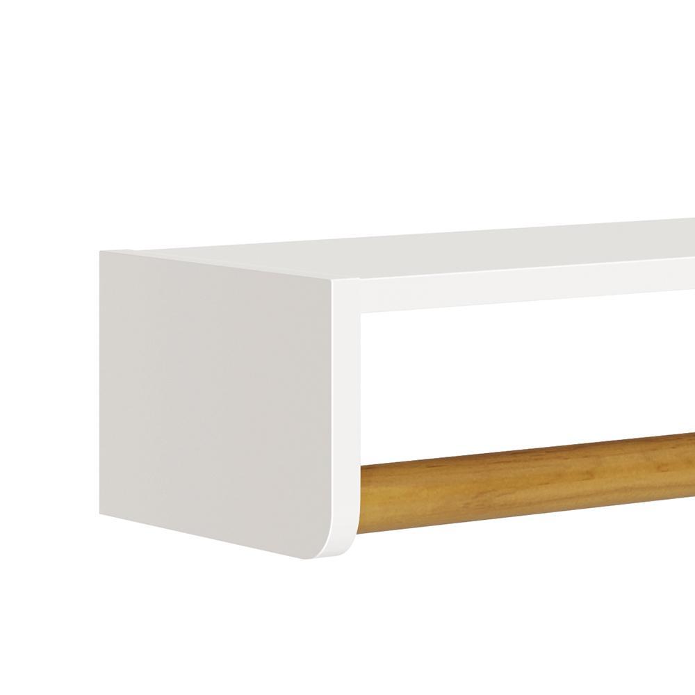 Prateleira Theo 93,6cm Branco Fosco/Amadeirado - Reller Móveis