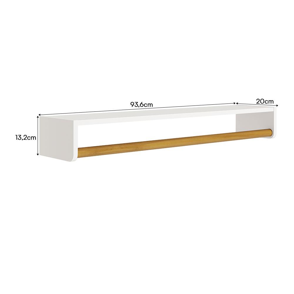 Prateleira Theo 93,6cm Branco Fosco/Amadeirado - Reller Móveis