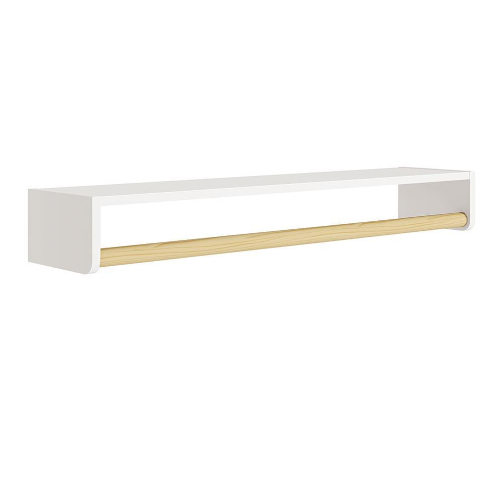 Prateleira Theo 93,6cm Branco Fosco/Madeira Natural - Reller Móveis