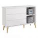 Quarto Infantil Theo 3 portas Branco Fosco com Pés Madeira Natural - Reller Móveis