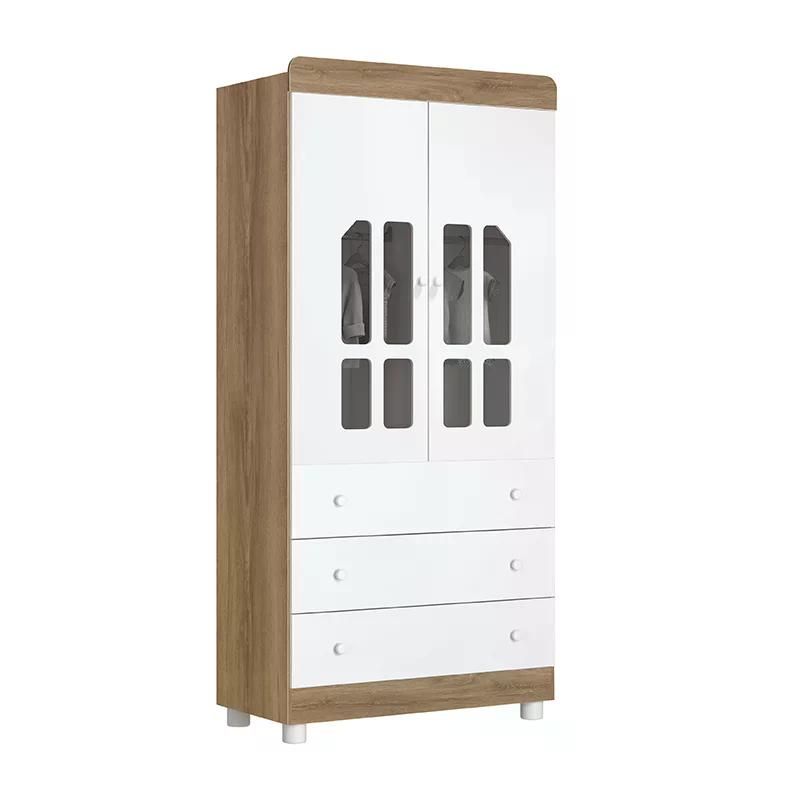 Quarto Infantil com Guarda Roupa 2 Portas Katatau e Berço Mel Branco/Mezzo - Reller Móveis
