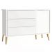 Quarto com Berço Theo e Cômoda com Porta Branco Fosco e Pés Madeira Natural - Reller Móveis
