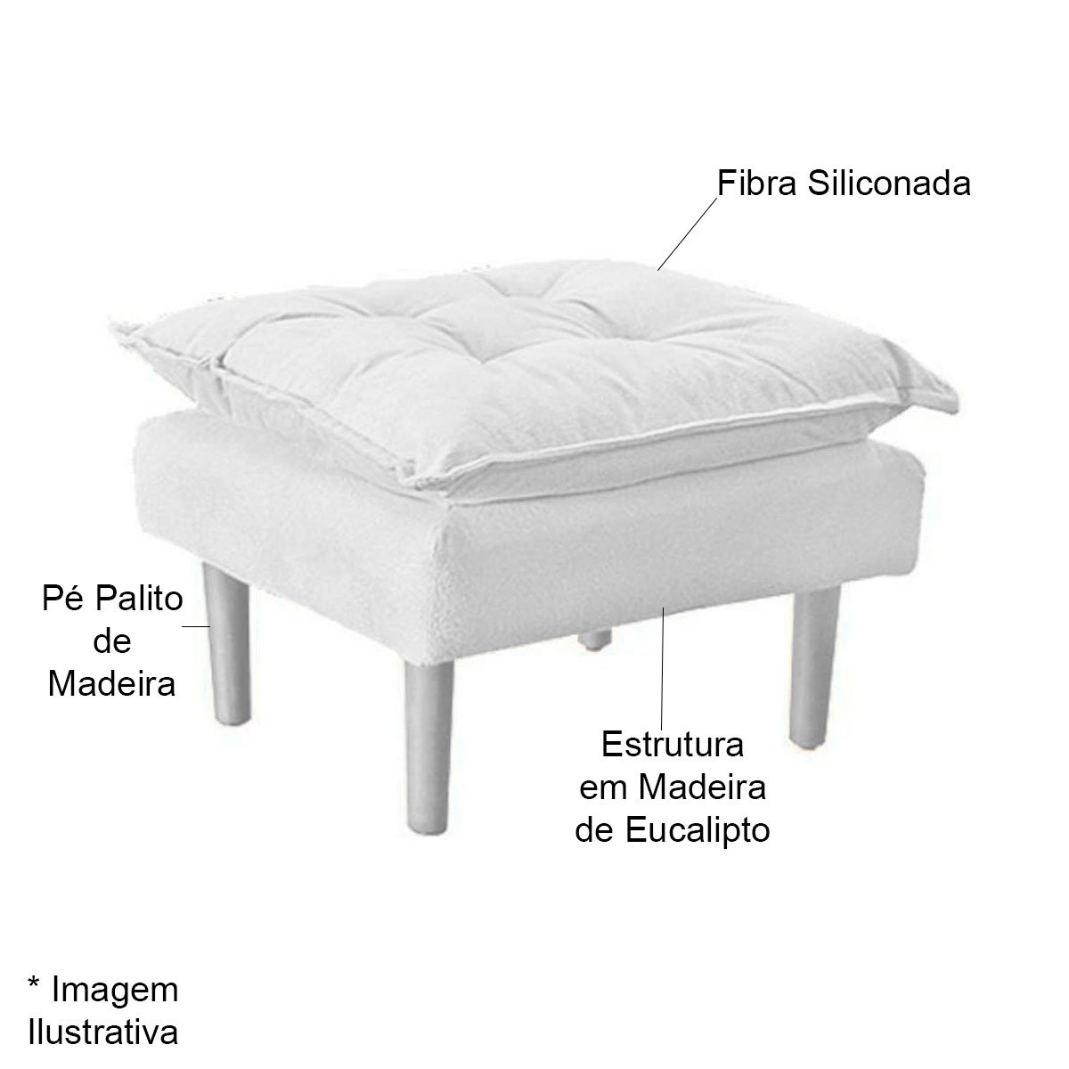 Kit 2 Puffs Decorativos Quadrado com Pés Palito Heloíse Veludo Azul Marinho