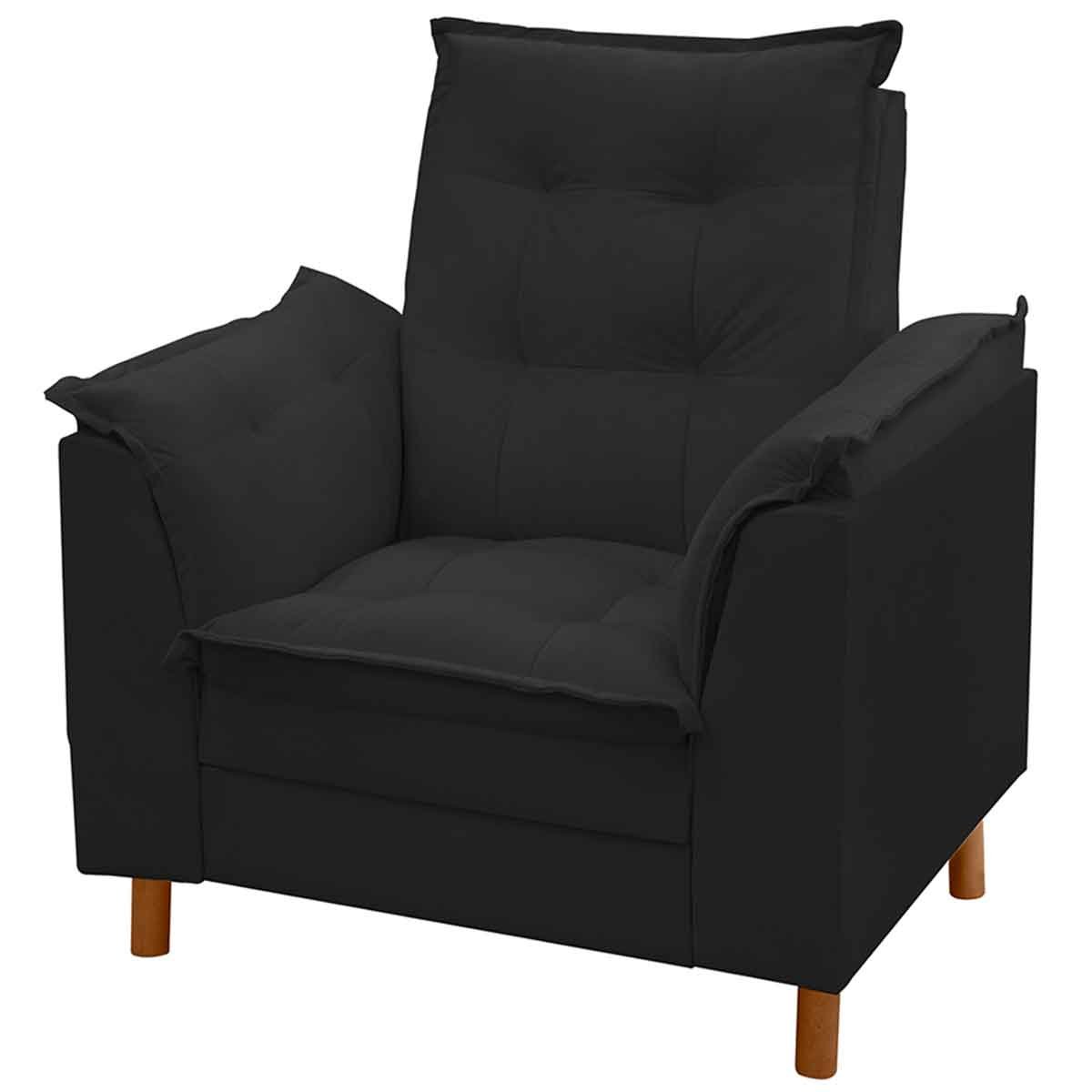 Poltrona de Amamentação com Puff Suede Preto