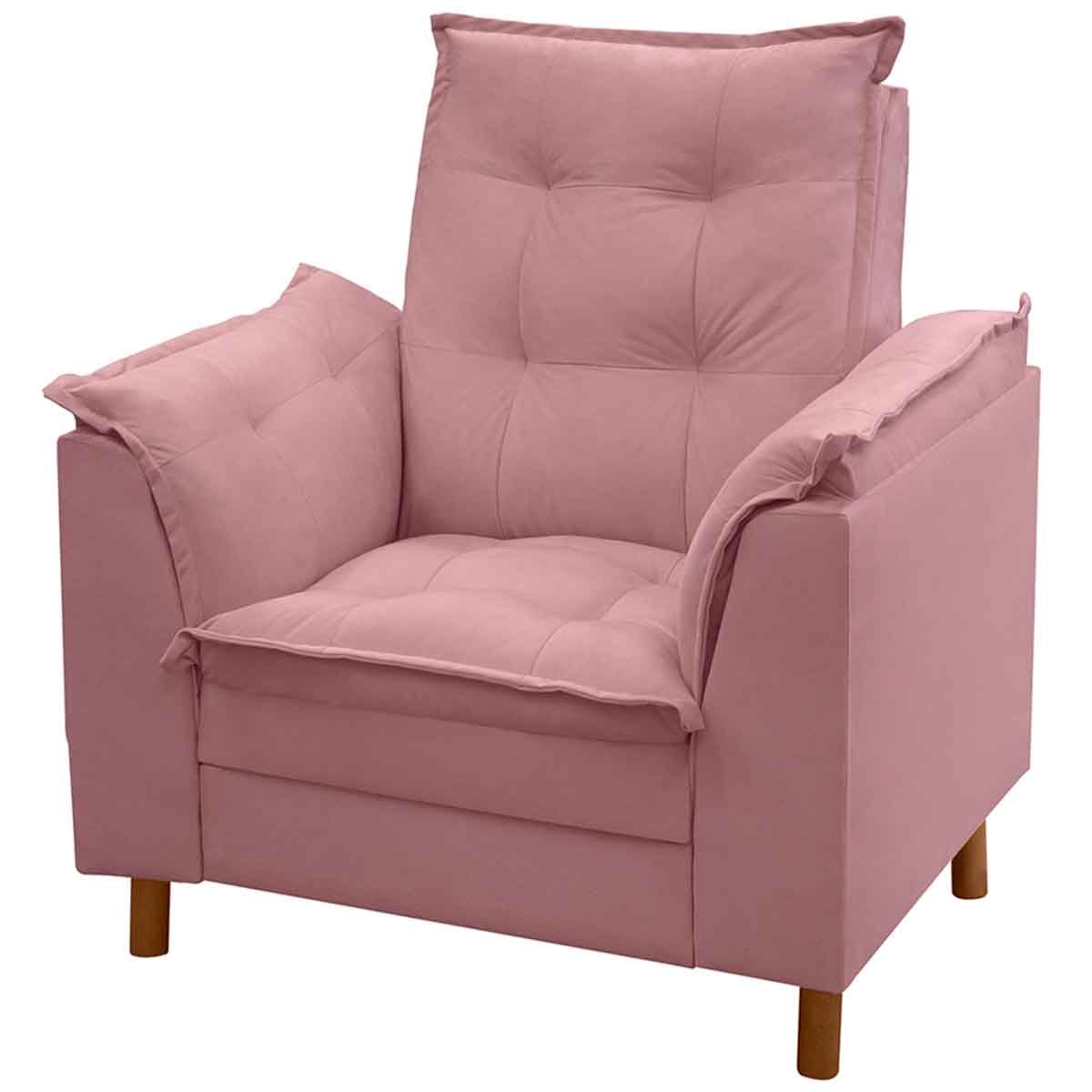 Poltrona de Amamentação com Puff Suede Rosê
