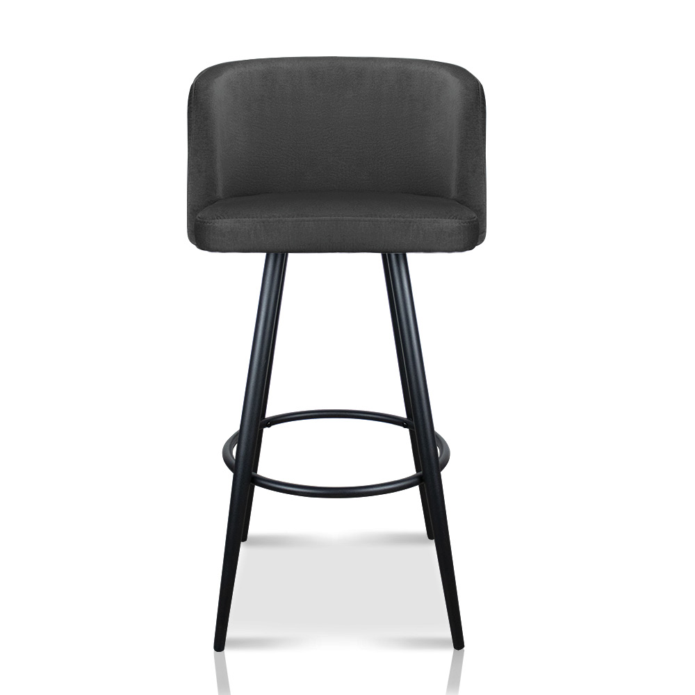 Banqueta Ipê Veludo Chumbo Base Metálica Preto - D'Rossi