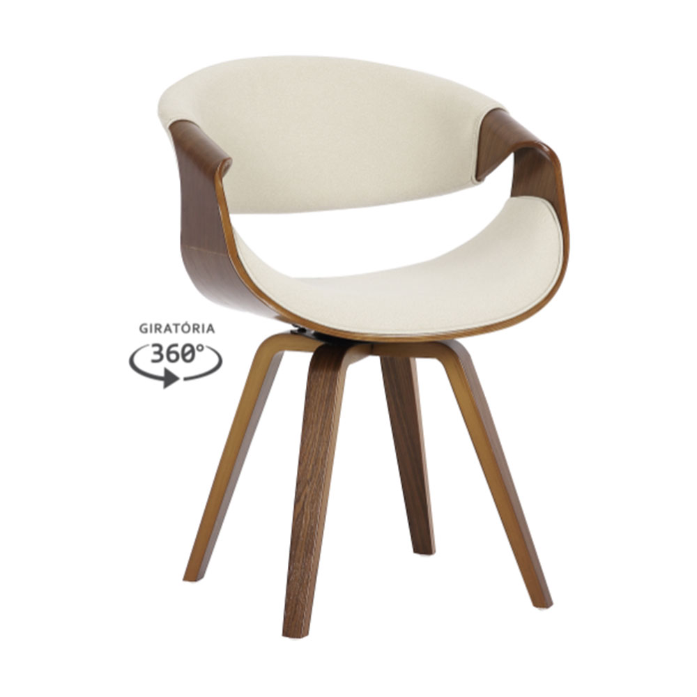 Cadeira Nicole Base Giratória - Linho Creme