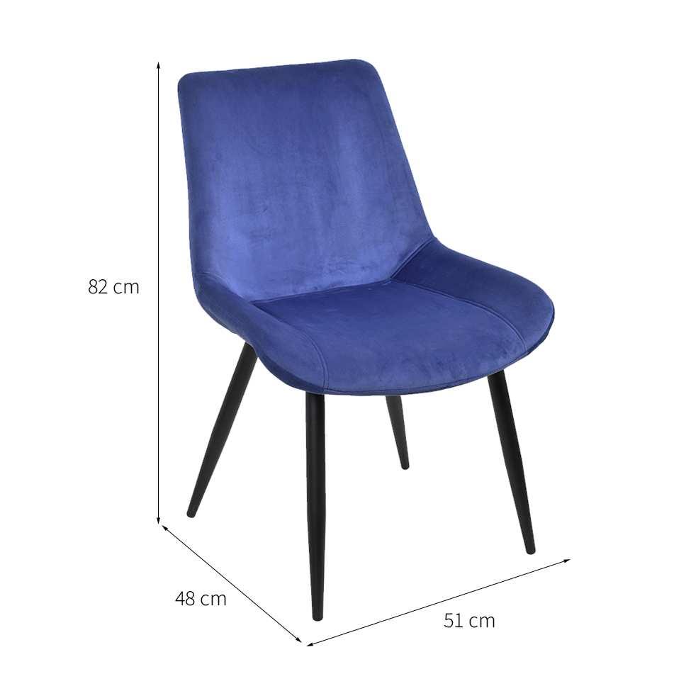 Cadeira Provença Veludo Azul e Preta