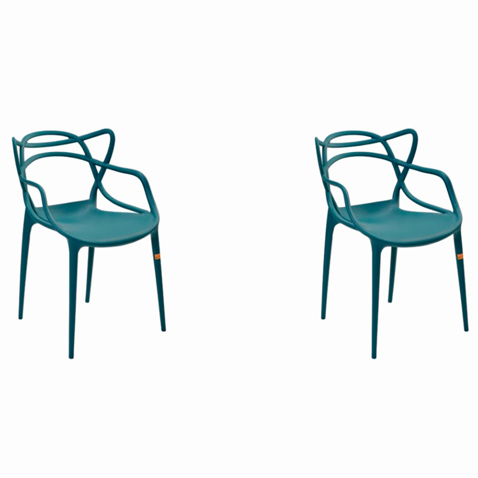 Conjunto com 2 Cadeiras Allegra Verde Petróleo