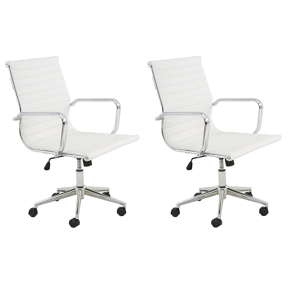 Conjunto com 2 Cadeiras de Escritório Sevilha I Branco