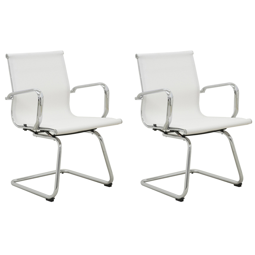 Conjunto com 2 Cadeiras de Escritório Sevilha IV Branco