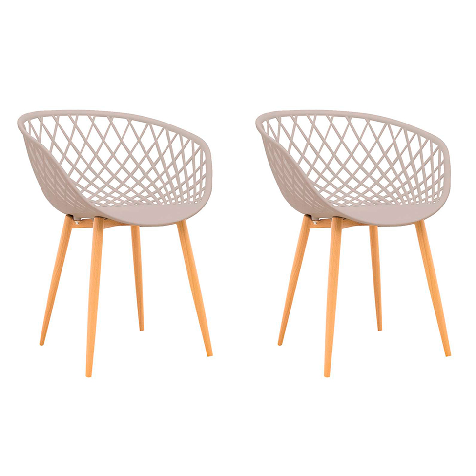 Conjunto com 2 Cadeiras de Jantar Clarice Bege