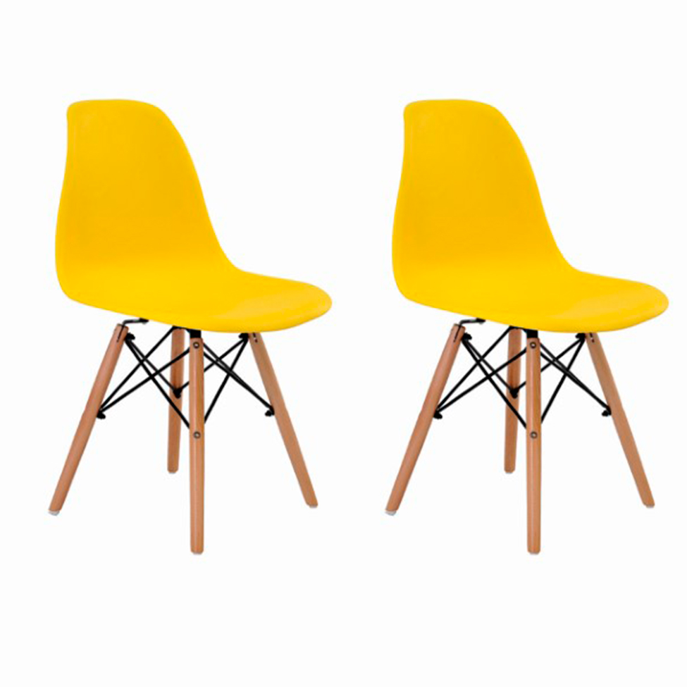Conjunto com 2 Cadeiras de Jantar Eiffel Amarelo