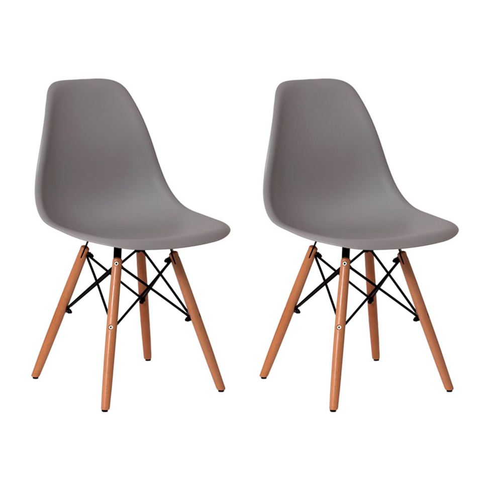 Conjunto com 2 Cadeiras de Jantar Eiffel Cinza