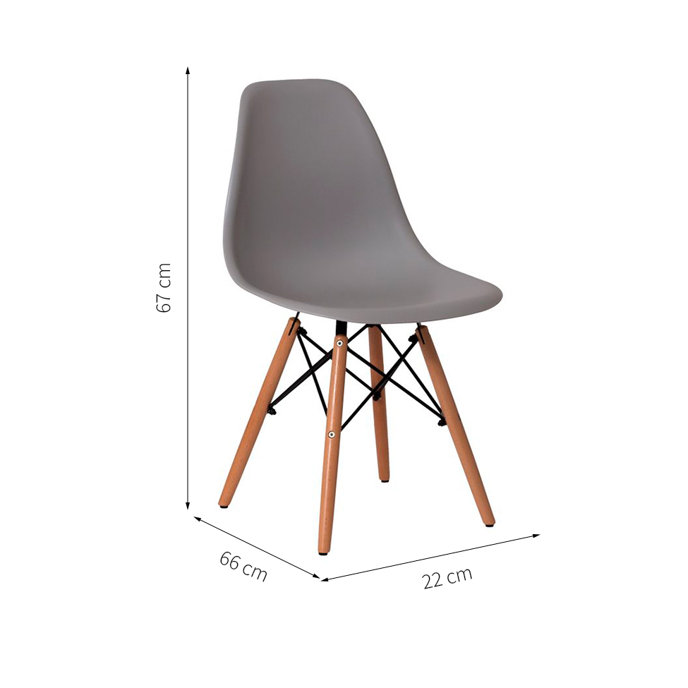 Conjunto com 2 Cadeiras de Jantar Eiffel Cinza