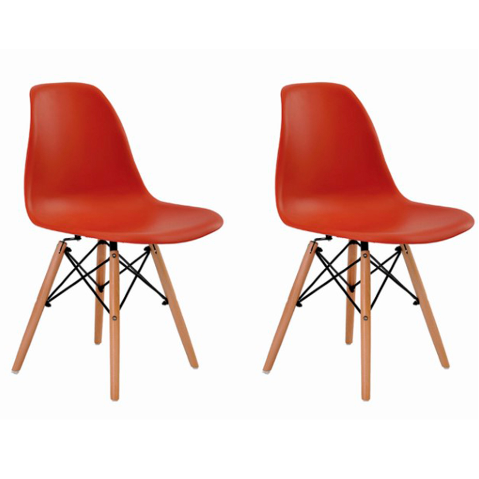 Conjunto com 2 Cadeiras de Jantar Eiffel Laranja Telha