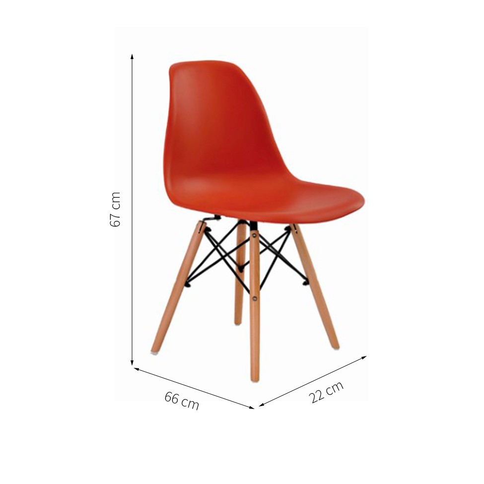 Conjunto com 2 Cadeiras de Jantar Eiffel Laranja Telha