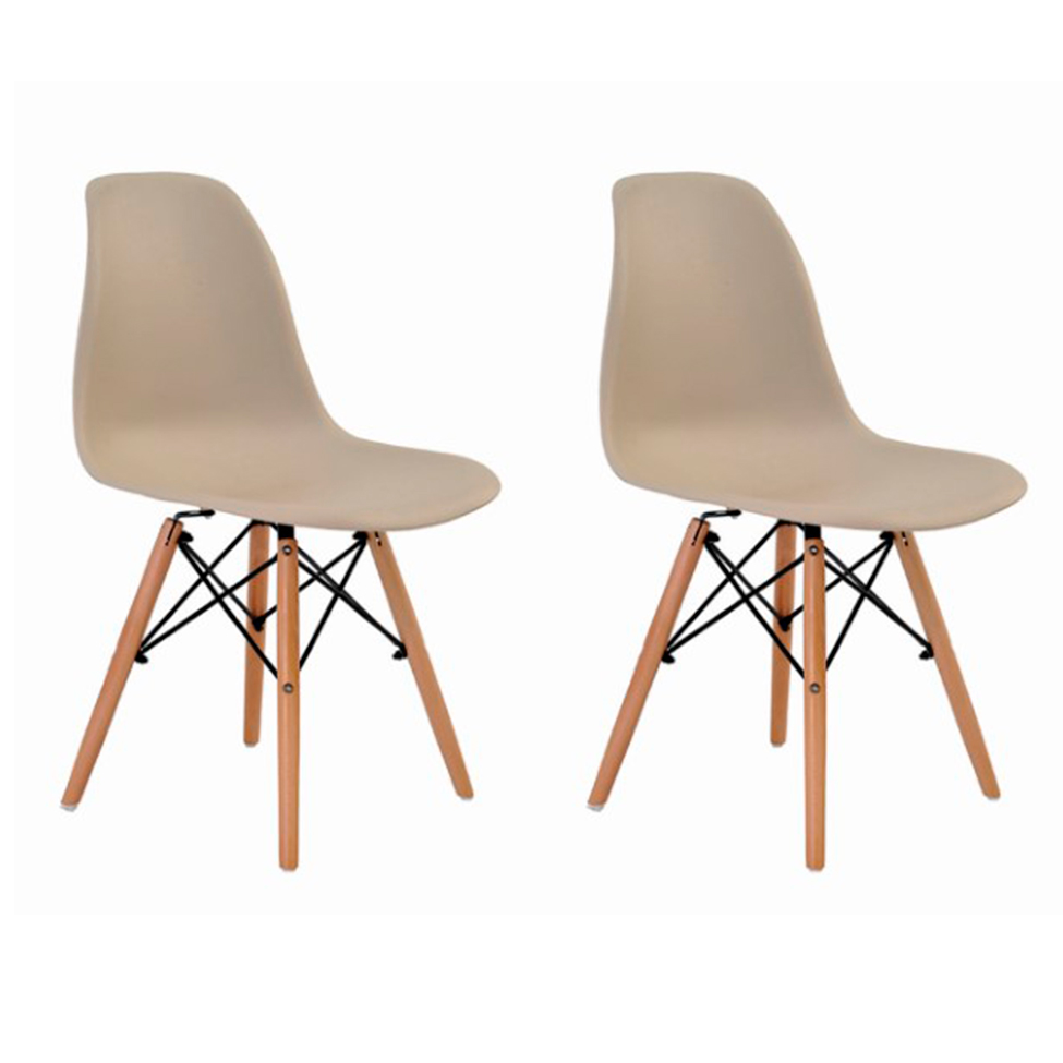 Conjunto com 2 Cadeiras de Jantar Eiffel Nude