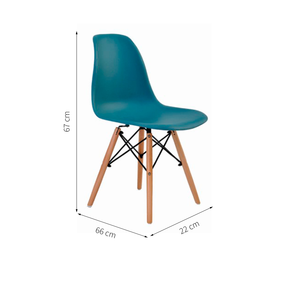 Conjunto com 2 Cadeiras de Jantar Eiffel Verde Petróleo