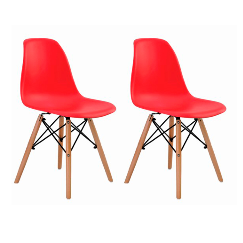 Conjunto com 2 Cadeiras de Jantar Eiffel Vermelho