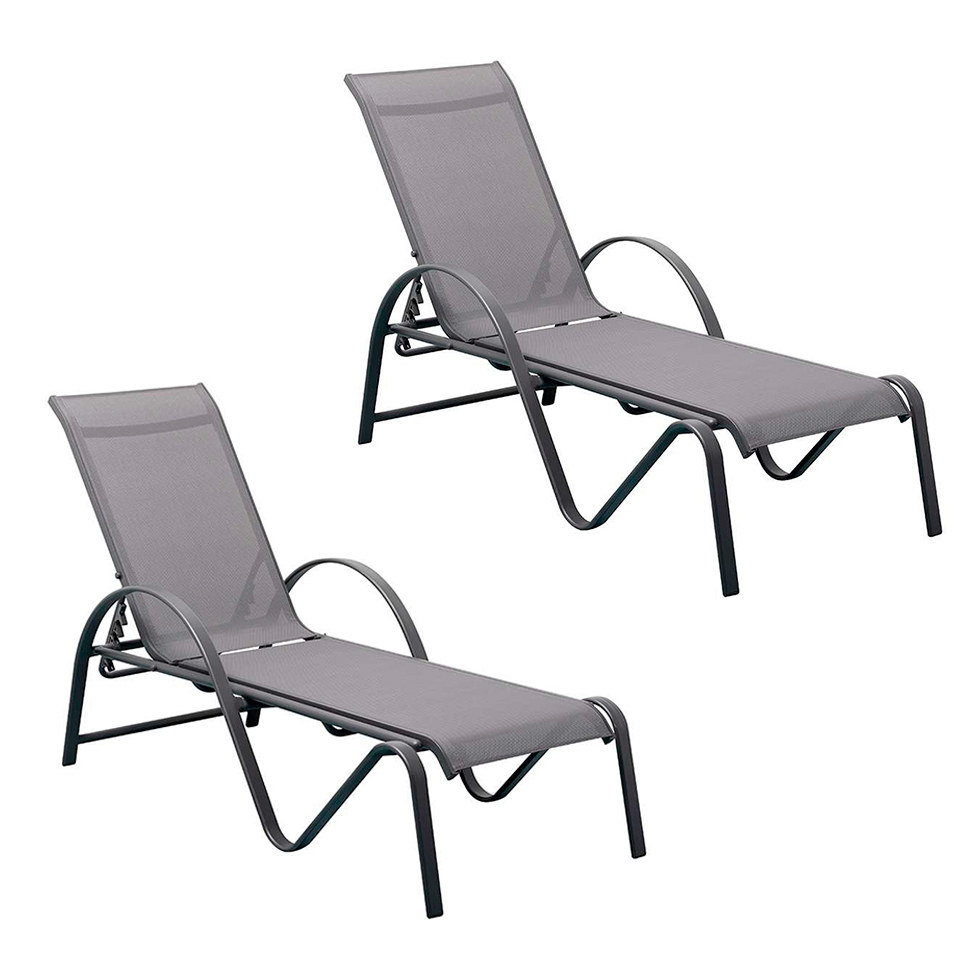 Conjunto com 2 Espreguiçadeiras Búzios Grafite