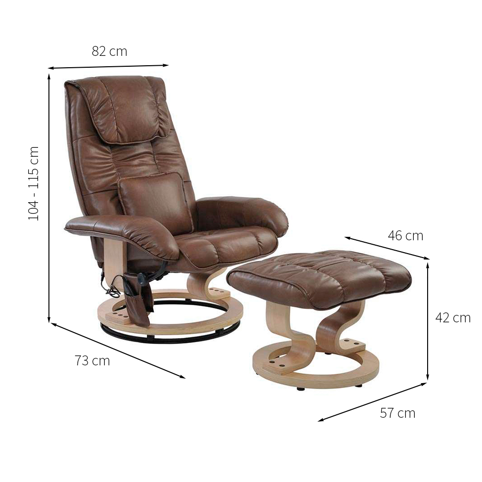 Conjunto com 2 Poltronas de Massagem com Puff Louisiana Marrom
