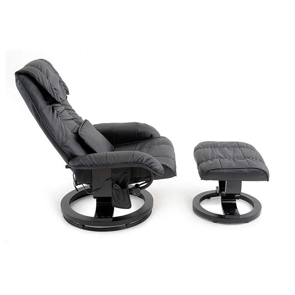 Conjunto com 2 Poltronas de Massagem com Puff Louisiana Preto