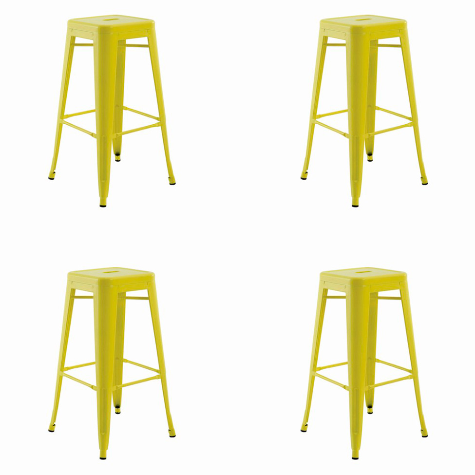 Conjunto com 4 Banquetas Iron I Amarelo