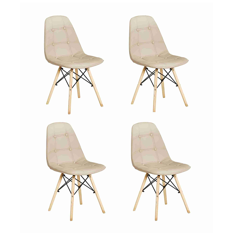 Conjunto com 4 Cadeiras Eiffel Nude