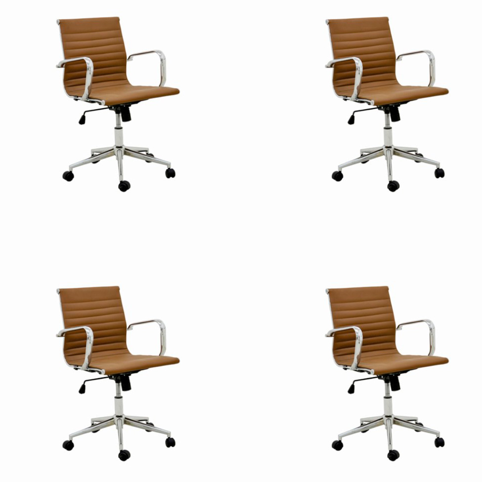 Conjunto com 4 Cadeiras de Escritório Sevilha I Marrom
