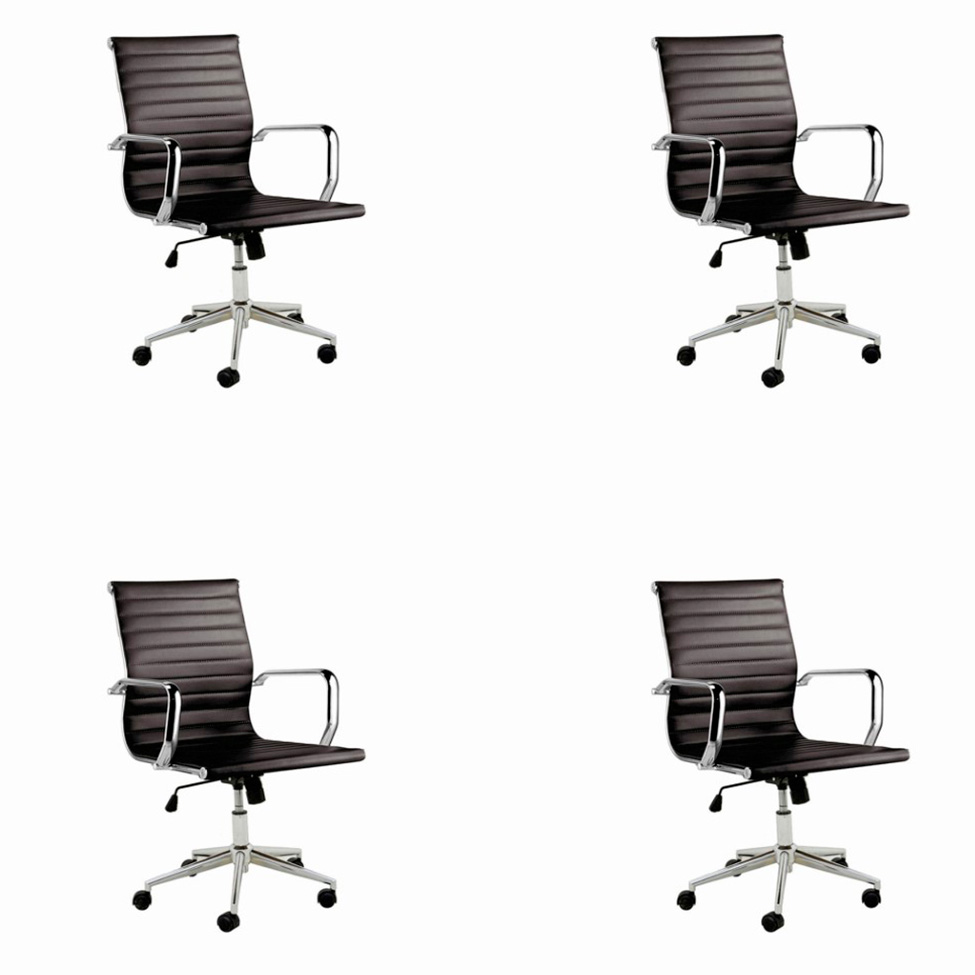 Conjunto com 4 Cadeiras de Escritório Sevilha I Preto