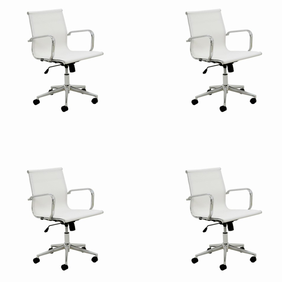 Conjunto com 4 Cadeiras de Escritório Sevilha II Branco
