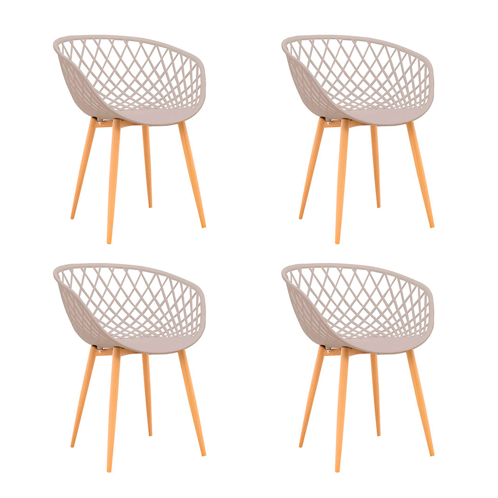 Conjunto com 4 Cadeiras de Jantar Clarice Bege