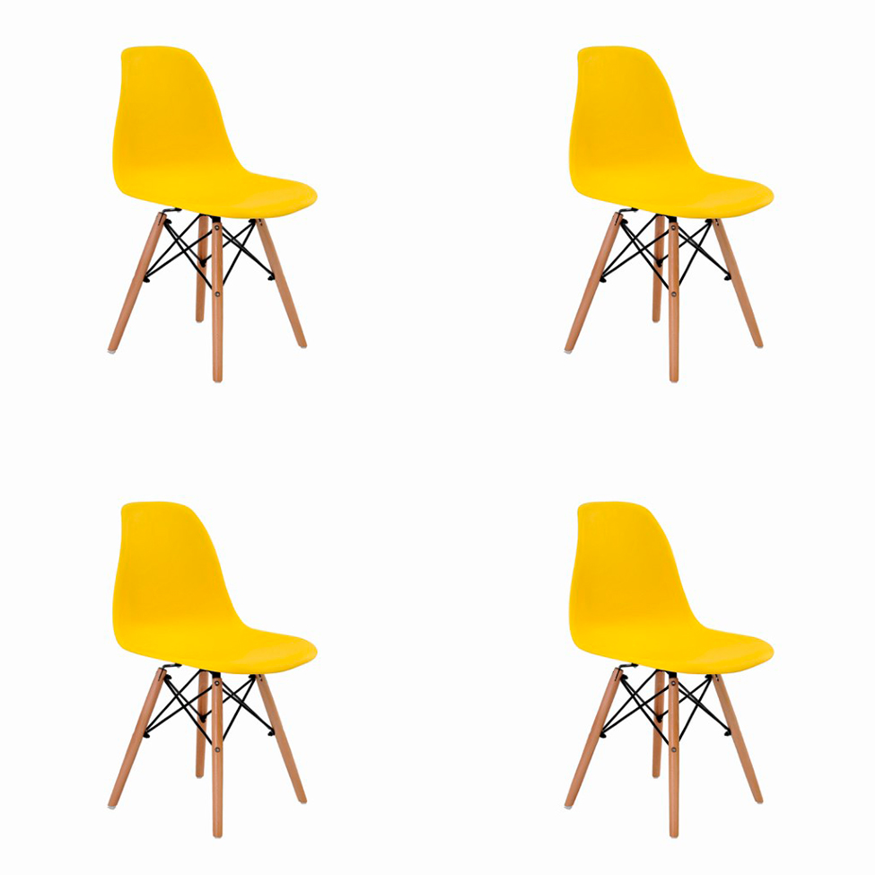 Conjunto com 4 Cadeiras de Jantar Eiffel Amarelo