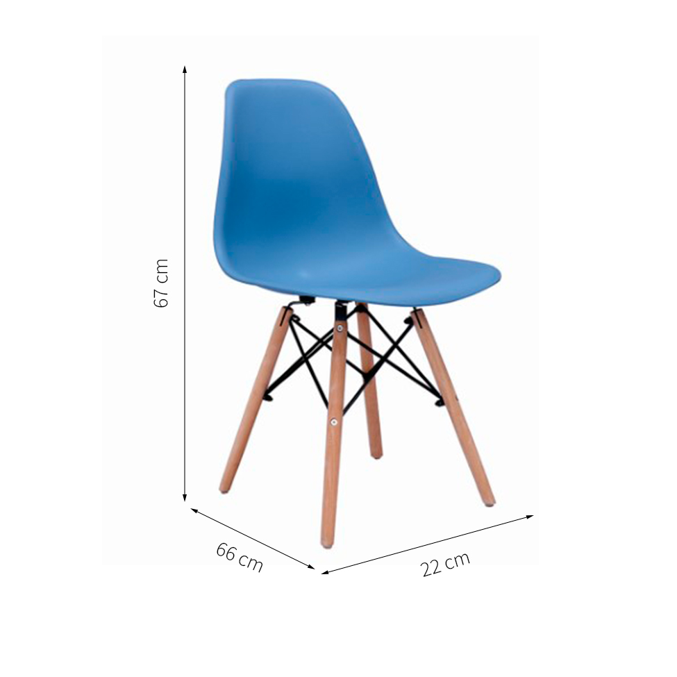 Conjunto com 4 Cadeiras de Jantar Eiffel Azul