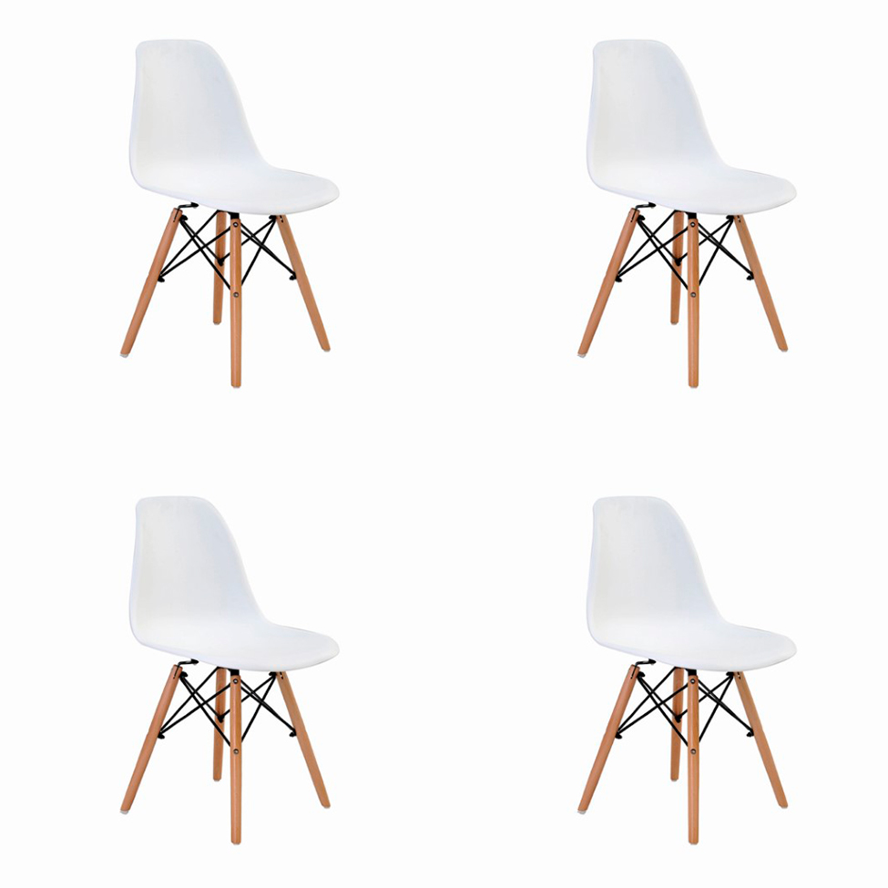 Conjunto com 4 Cadeiras de Jantar Eiffel Branco