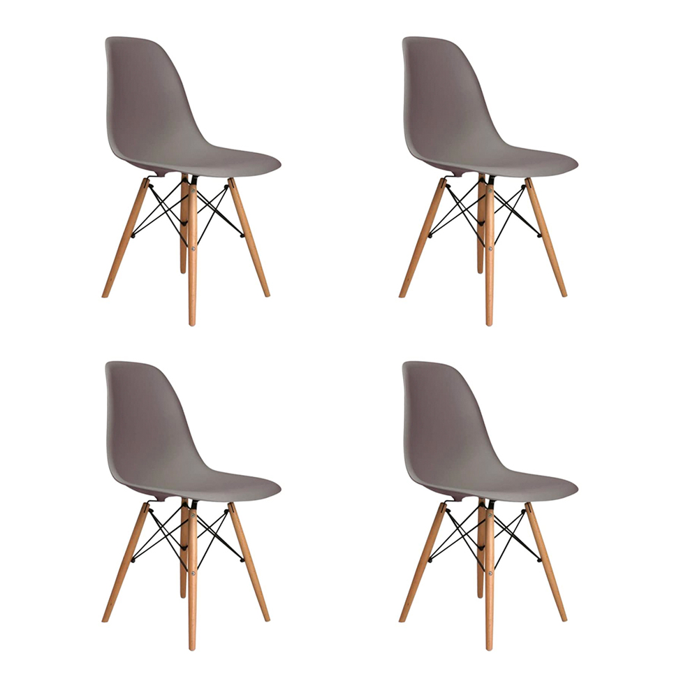 Conjunto com 4 Cadeiras de Jantar Eiffel Cinza