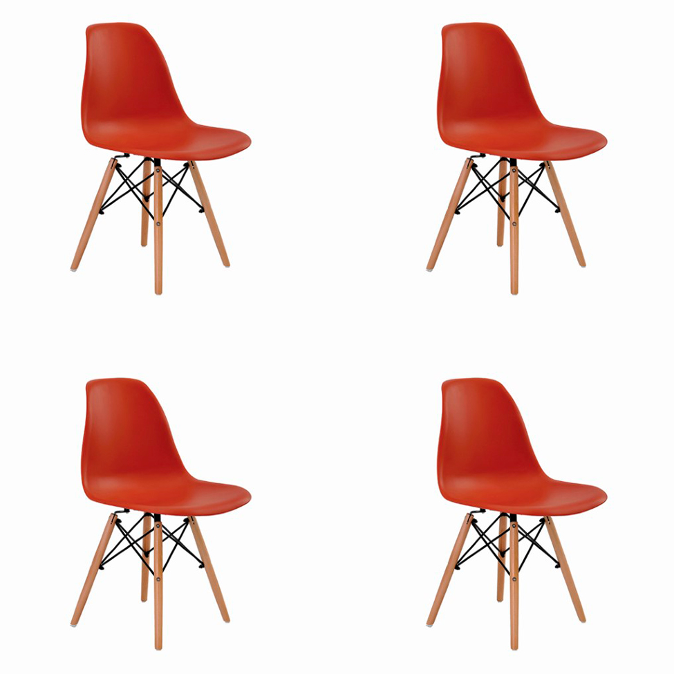 Conjunto com 4 Cadeiras de Jantar Eiffel Laranja Telha