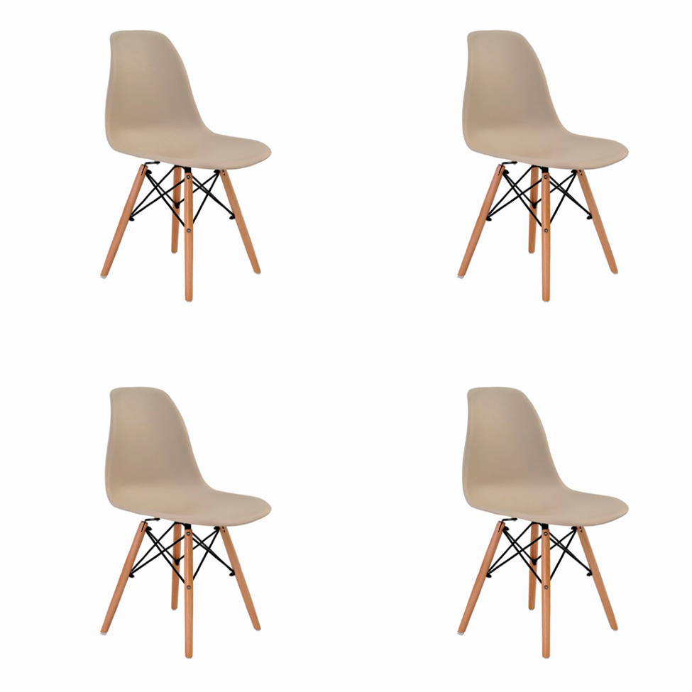 Conjunto com 4 Cadeiras de Jantar Eiffel Nude
