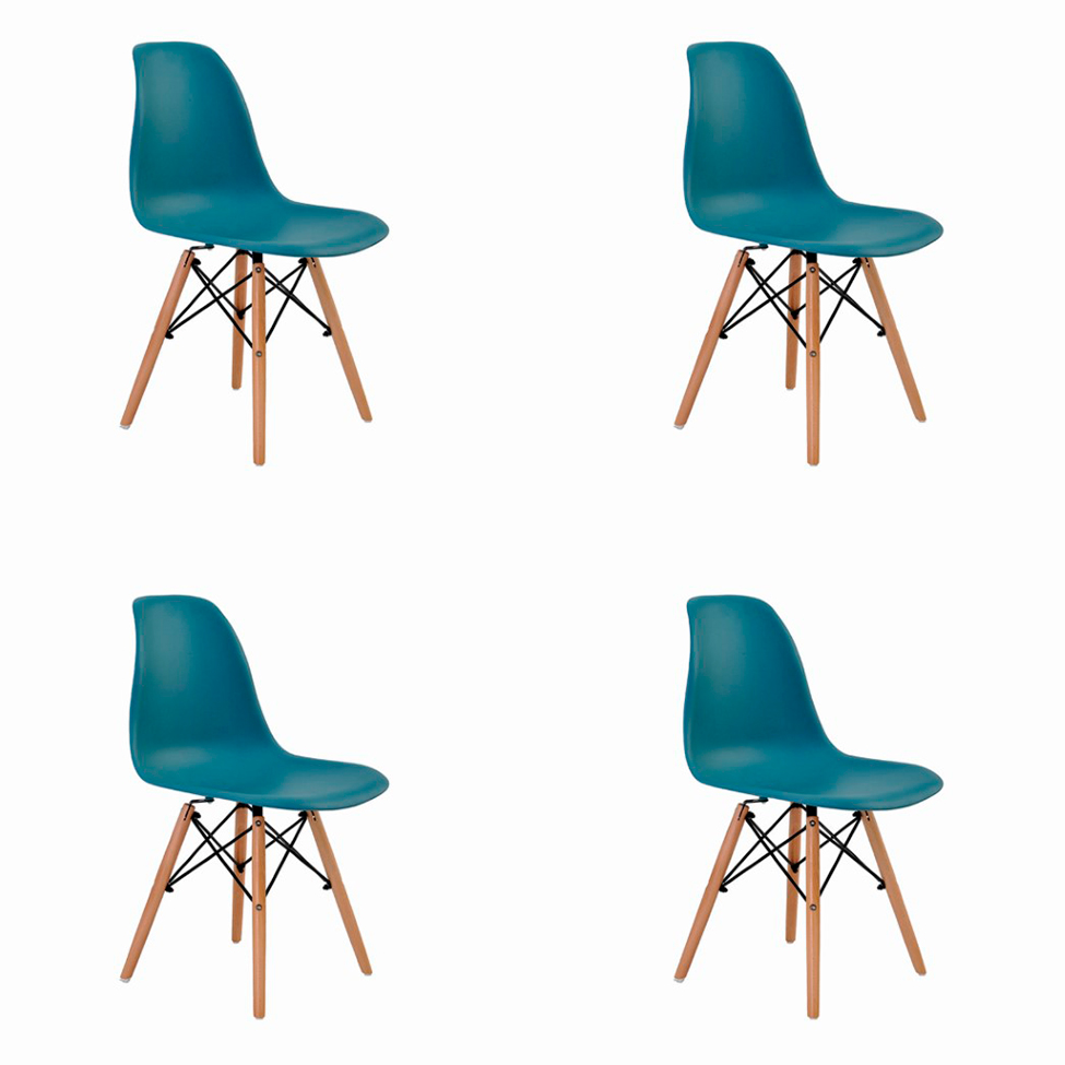 Conjunto com 4 Cadeiras de Jantar Eiffel Verde Petróleo