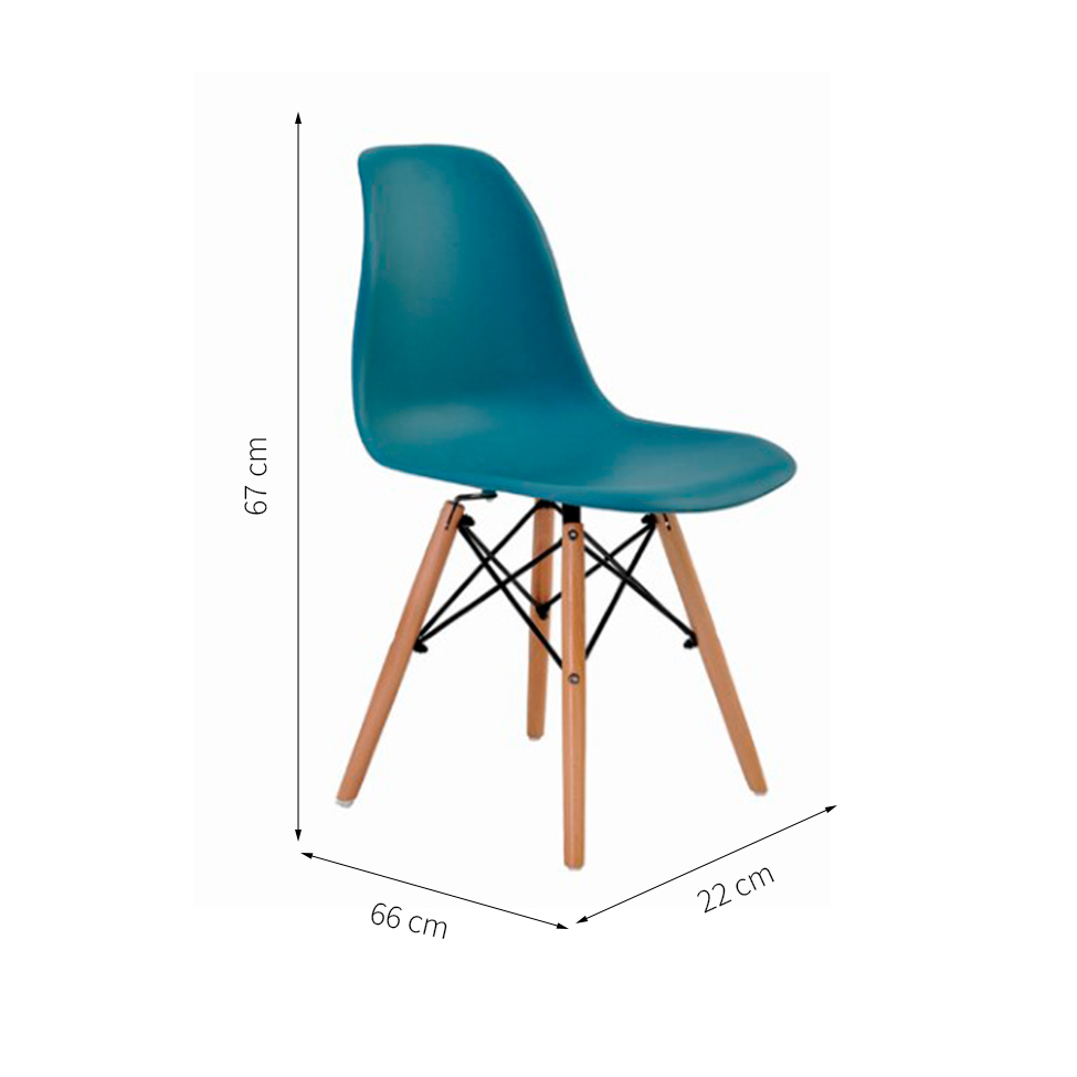 Conjunto com 4 Cadeiras de Jantar Eiffel Verde Petróleo