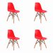 Conjunto com 4 Cadeiras de Jantar Eiffel Vermelho