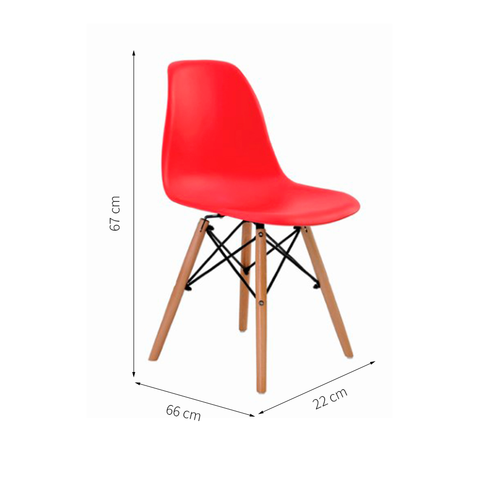 Conjunto com 4 Cadeiras de Jantar Eiffel Vermelho