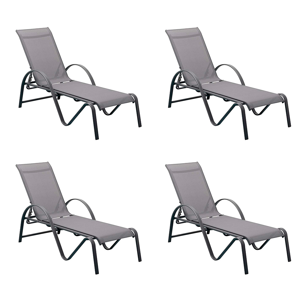 Conjunto com 4 Espreguiçadeiras Búzios Grafite