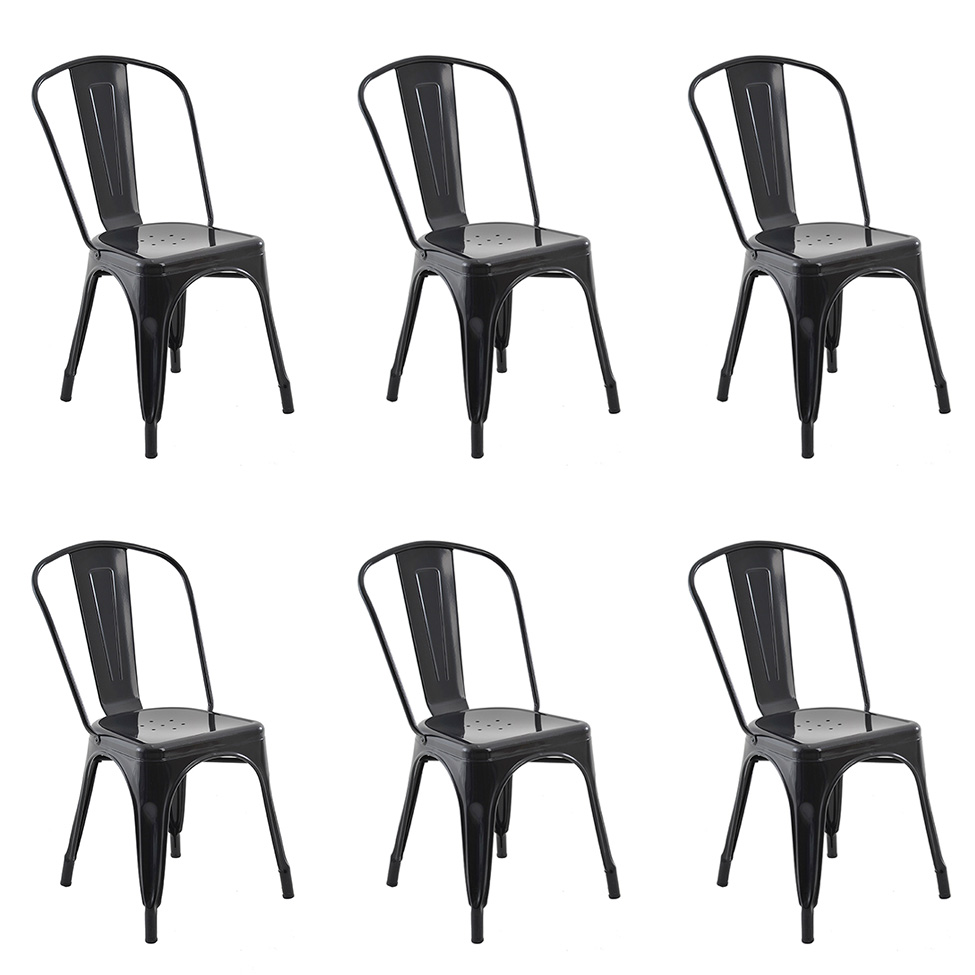 Conjunto com 6 Cadeiras Iron Preto