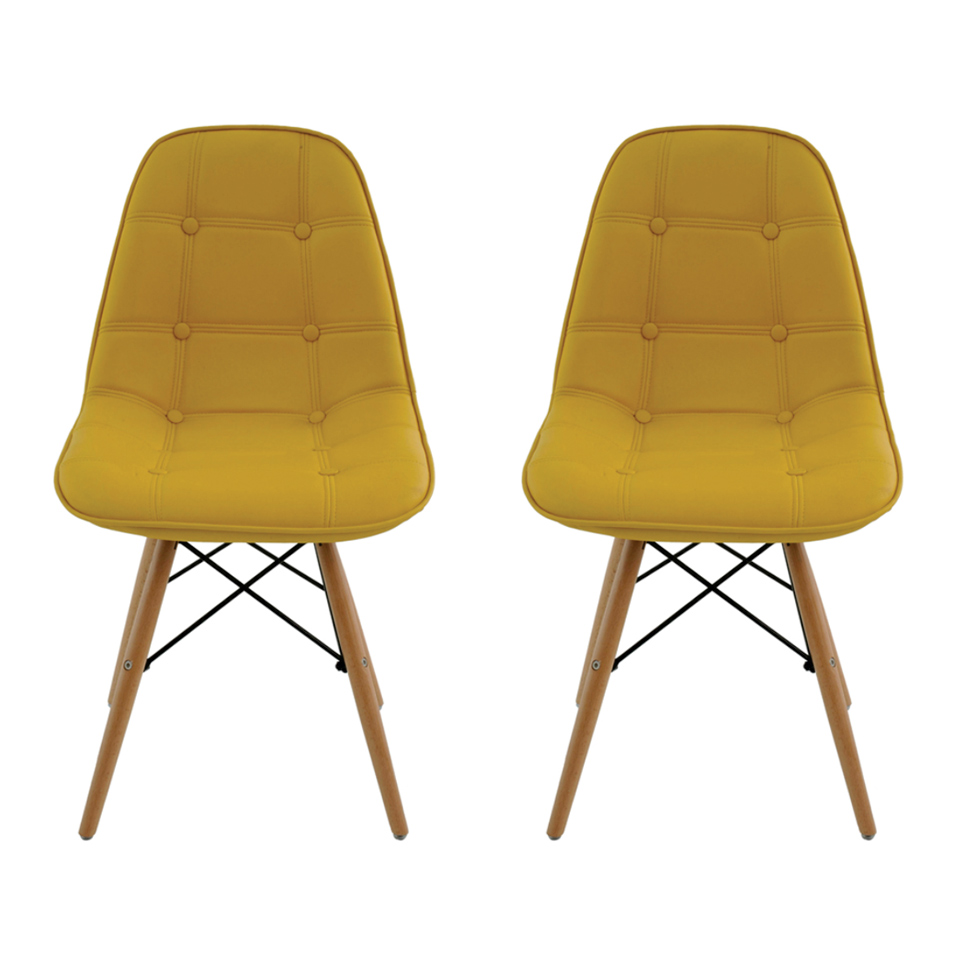 Conjunto de 2 Cadeiras Eiffel Estofada Amarela